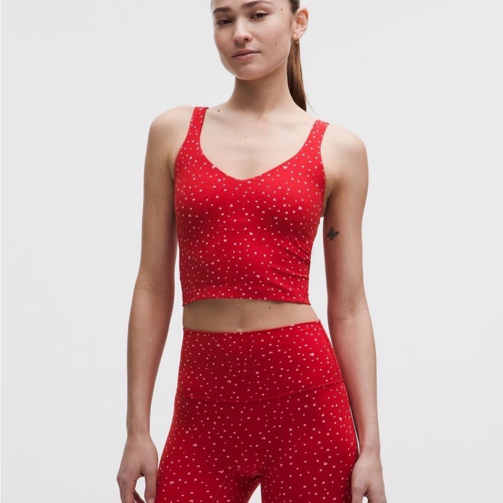 Lululemon Oxford Red Heart Scatter Dot Print Align Tank Size 2 NWT